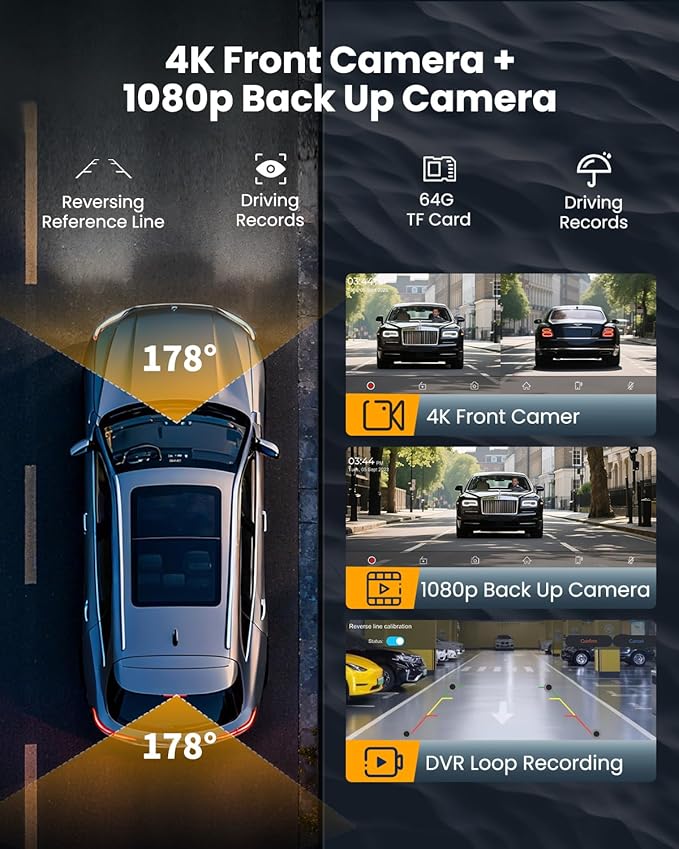 11.5" Largest Wireless Carplay Screen for Car, Portable Apple Carplay & Android Auto Touch Screen, 4K Dash Cam/App Control/1080p Backup Camera/Mirror Link/Voice Control/GPS/Bluetooth,for All Vehicles