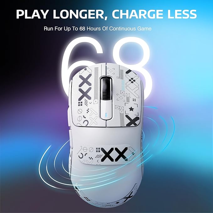 ATTACK SHARK X3PRO 4K/8K Lightweight Wireless Gaming Mouse with Tri-Mode(Wired/2.4GHz/BT),PAW3395 Optical Sensor,26K DPI,Kailh GM8.0 Switch,Long Battery,7 Buttons for PC/Laptop/Win/Mac(White+Sticker)