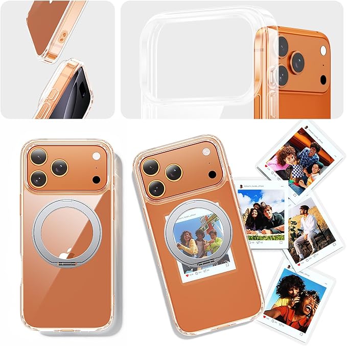 toushion 3 in 1 for iPhone 17 Pro Case Stand |Build in Kickstand,Screen Protector *1 & Camera Lens Protector*1, Not Yellowing, Fits MagSafe, Military-Grade Protection