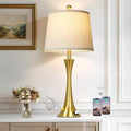 Rinweey 27.5" Gold Lamps for Living Room, Touch Control 3-Way Dimmable Bedside Nightstand Lamps Bedroom Lamp,Modern Gold Table Lamp with USB A+C Ports,Tall Lamps for Living Room End Table（1Pack）