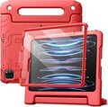 JETech Kids Case for iPad Pro 11 Inch (2022/2021/2020/2018 Model), iPad Air 5/4 (10.9-Inch) with Built-in Screen Protector, Shockproof Full-Body Handle Stand Tablet Protective Cover (Red)