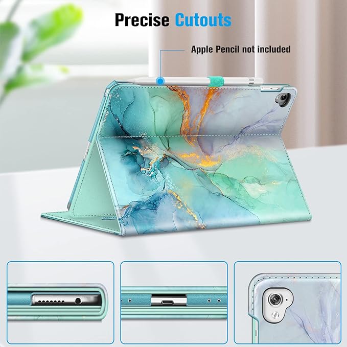 Fintie Case for iPad Pro 9.7 Inch 2016 Release Tablet- [Corner Protection] Multi-Angle Viewing Folio Smart Stand Back Cover with Pocket, Pencil Holder, Auto Wake/Sleep, Emerald Marble