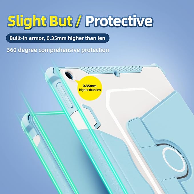 Smart Rotating Case for iPad 9th/8th/7th Generation 10.2" (2021/2020/2019), Techcircle Hybrid TPU+PC Magnetic Cover Soft Bumper [Corner Protection] Slim Folio Shockproof Protective Case-Black