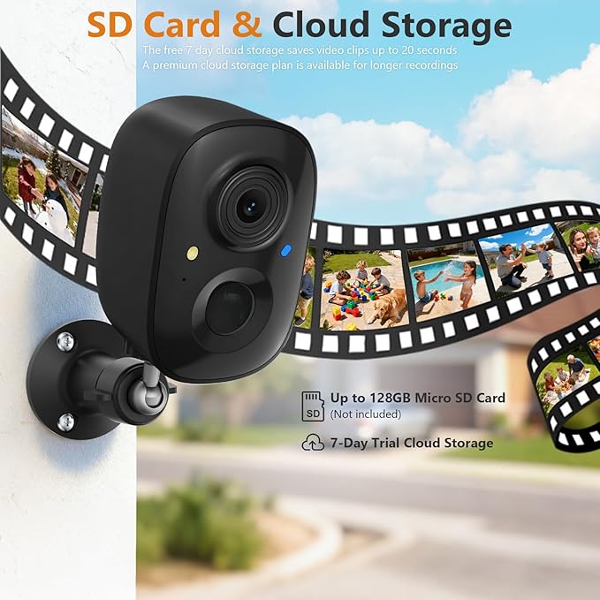 2K FHD Security Camera Wireless OutdoorCamera for Home Security, Instant Alert, AI Human Detection, Color Night Vision,2-Way Talk,SD/Cloud Storage,Solar/Battery Powered,Spotlight,Siren Alarm,2.4G WIFI