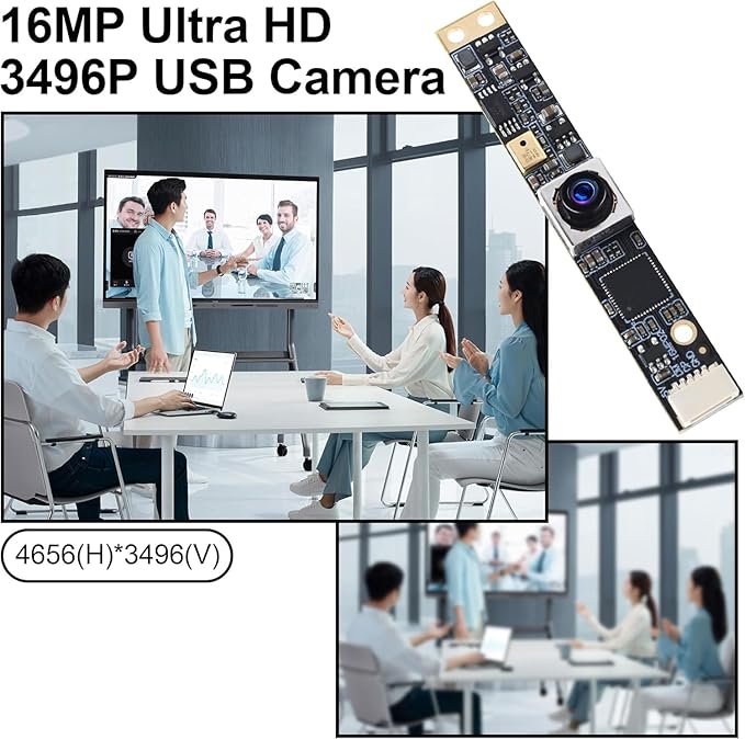 USB Camera 16MP Autofocus USB Webcam Module with Microphone 100 Degree No Distortion Lens 4K Industrial PC Lightburn Plug and Play for Windows Linux Laptop Jetson Nano OpenCV