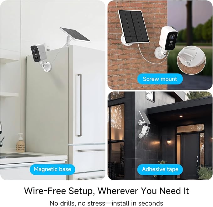 Arenti Solar Camera Outdoor Wireless, 3MP 2K with 340° Pan, PIR Detection, Color Night Vision, 2-Way Audio, Battery with Solar Powered Wireless Cameras for Home Security Outdoor, Works with Alexa