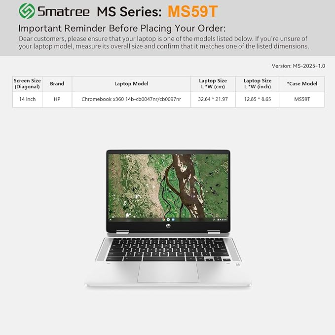 Smatree MS59T Hard EVA Protective Sleeve Case with Stand Compatible for 14 inch HP Chromebook 14a-na1047nr/14a-na1097nr, HP Chromebook x360 14a-ca0040nr/14at-ca100/14b-cb0047nr/14b-cb0097nr, Green