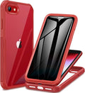 CENHUFO Privacy Case for iPhone SE 2022 3rd / iPhone SE 2020 2nd / iPhone 8/7, Full Body Phone Cover with Built-in 9H Tempered Glass Privacy Screen Protector, Anti Peep Shockproof Bumper - Red