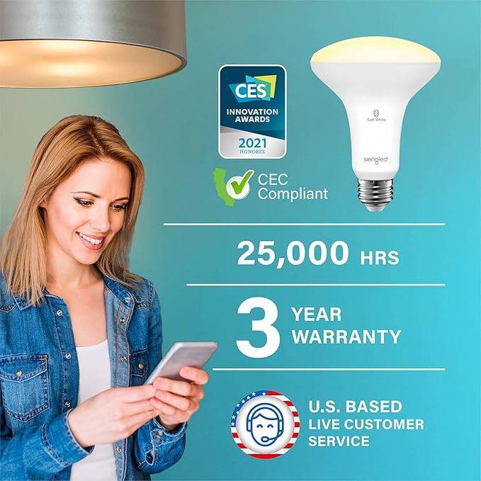 Sengled Light Bulb, BR30, S1 Smart Flood Light Bulb That Compatible with Alexa, Dimmable Led Lights, E26, Warm Light Bulbs, 65W Equivalent, No Hub Required, Soft White (2700k), 4-Pack