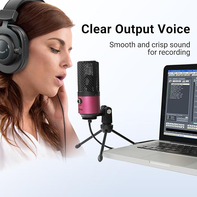 FIFINE USB Podcast Condenser Microphone Recording On Laptop, No Need Sound Card Interface and Phantom Power-K669