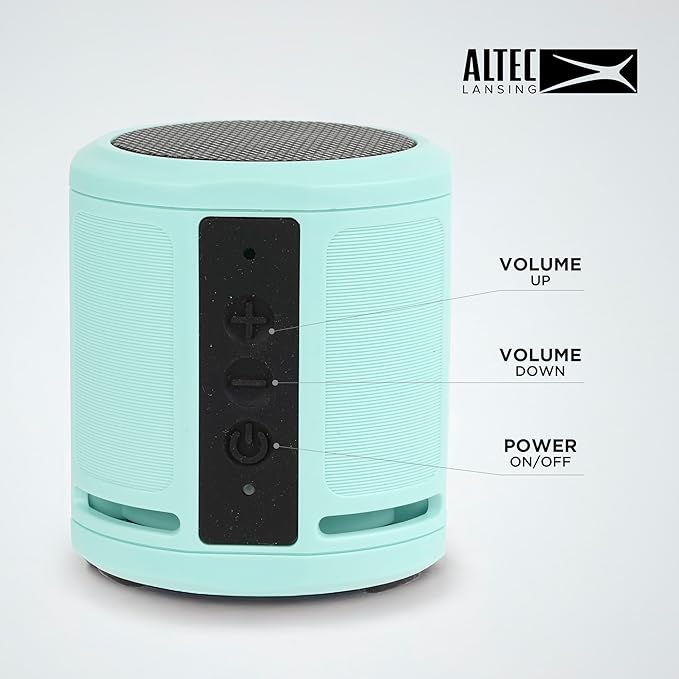 Altec Lansing HydraMicro - Waterproof Bluetooth Speaker, Lightweight & Portable Speaker for Travel & Outdoor Use, Mint