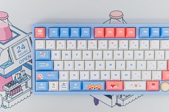 GATERON iG 98 Co-Branded Mechanical Gaming Keyboard, Tri-Mode Hot Swappable Wired/Bluetooth/2.4G Wireless Keyboard with RGB Light for Windows & Mac, PBT Keycaps (Sweet Time, Mountain Top Switch)