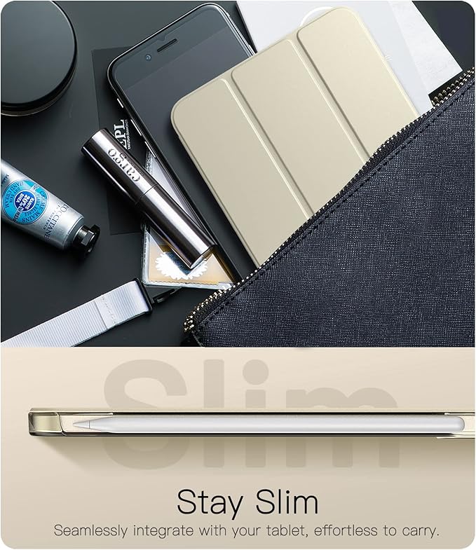 TiMOVO Case for iPad mini 7 A17 Pro 8.3-inch 2024, iPad mini 6th Generation Case, Slim Translucent Hard Back Folio Cover Support Touch ID & Apple Pencil Charging, Auto Wake/Sleep, Starlight