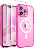 CAPRARO Magnetic for iPhone 13 Pro Case, [Compatible with MagSafe] [Full Camera Protection] Shockproof Protective Slim Translucent Matte Phone Case for iPhone 13 Pro 6.1'', Clear Neon