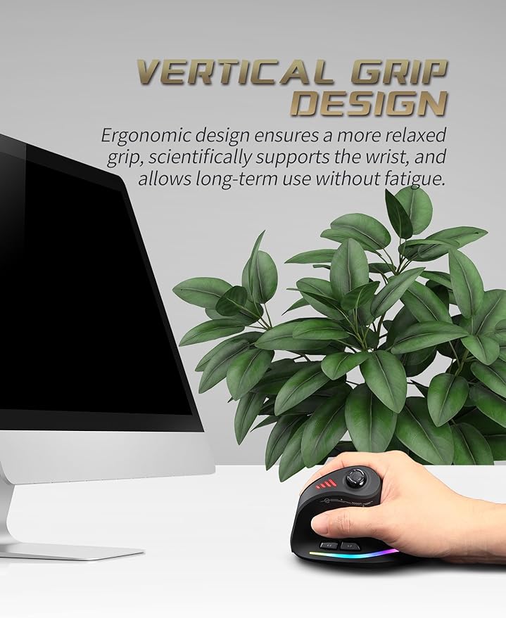 JOMAA Triple Mode Wireless Gaming Mouse - 24000 CPI, Bluetooth 5.0, 2.4GHz, Wired RGB Ergonomic Mouse with 12 Programmable Buttons for laptops, Desktop Computers, Tablets