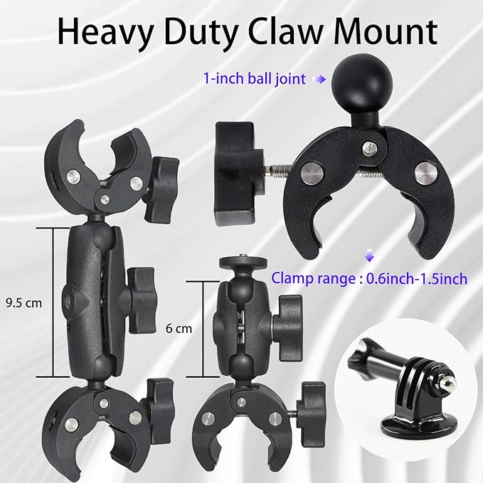 Motorcycle Bike Handlebar Clamp Mount with 47.3" Invisible Selfie Stick Compatible for Insta360 ONE X5 X4 X3 X2 X RS R Go 2 3 and Go Pro Max Action Camera