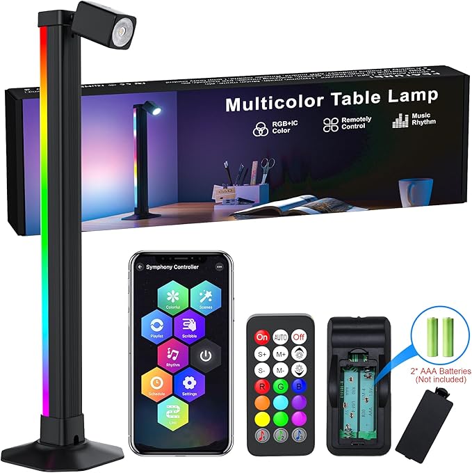 Smart Light Bar with Swivel Lamp, LED Light Bar for Room, RGB & IC Ambient Backlight with 16 Million Colors, 213 Preset & 8 Scene Modes, Dynamic Music Sync, 3 Modes Control, for Gaming, Read