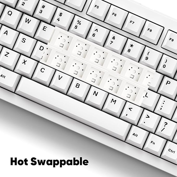 MONSGEEK M1 V5 Aluminum Mechanical Keyboard 75% Quick Release Gaming Keyboard Blcak on White with Knob 8000 mAh RGB Hot-swappable Pre-lubed Cilantro Switch