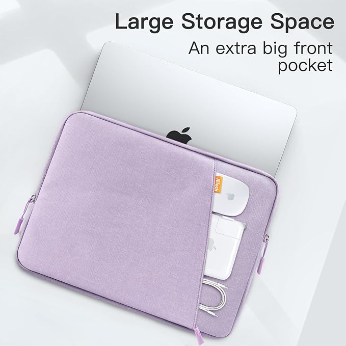 JETech Laptop Sleeve for 13-14Inch MacBook Neo (A18 Pro), MacBook Air/Pro (M1-M5) 2020-2026, 13-13.6 Inch Notebook, Waterproof Shock Resistant Bag Case with Accessory Pocket (Light Purple)