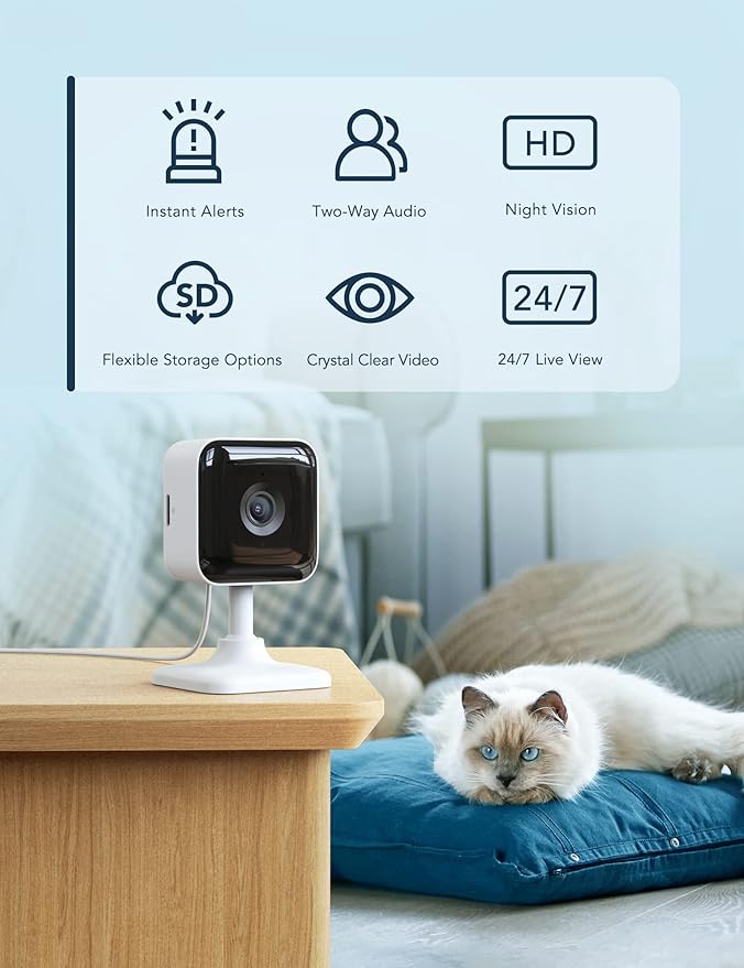 GNCC 2K Indoor Security Camera Dog Camera Motion Detection, Cameras for Home Security with 2-Way Audio Siren, Night Vision, Cloud & SD Card Storage, Works w/Alexa & Google Home, 2.4G WiFi(only), C2