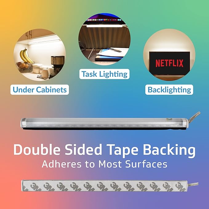 TrueColor USB-Powered LED Light Bar with Frosted Cover for Under Cabinet, Under Monitor, TV Backlight – Easy-Install - Adhesive & Mounting Brackets Included - 100,000 Hours Lifetime (12", Soft White)
