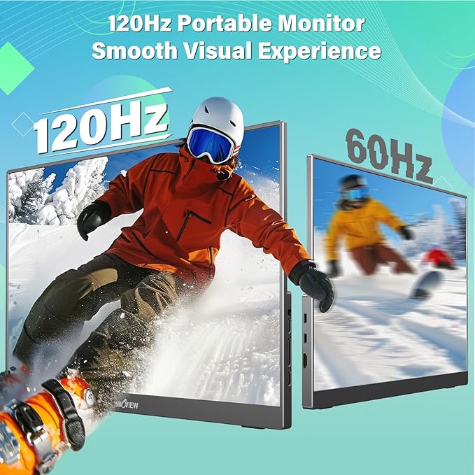 InnoView 16" Portable Monitor 120Hz 2.5K QHD 2160x1600 100% sRGB Laptop Screen Extender | 2 x Type-C & HDMI Portable Monitor for Macbook/Switch/PS5/Xbox(Adapter Excluded)