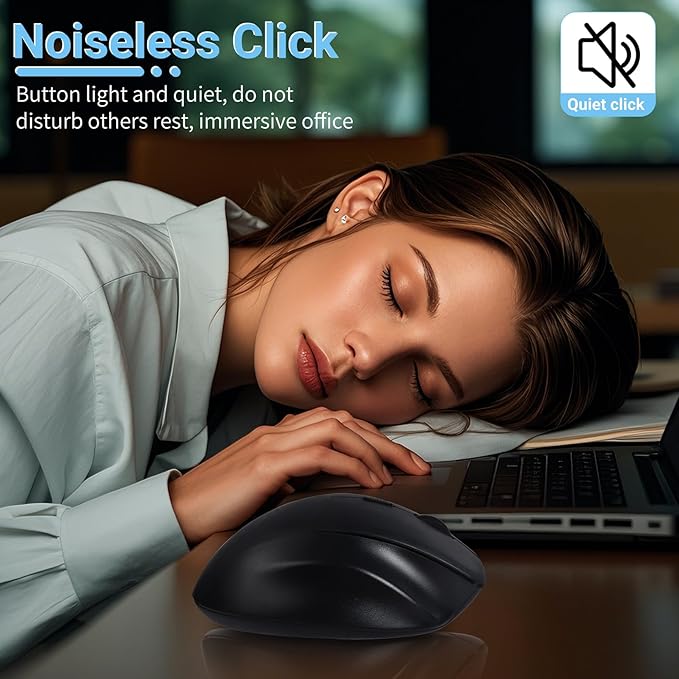 Bluetooth Ergonomic Wireless Mouse,Rechargeable 2.4G Vertical Wireless Mouse, Dual Mode Ergo Optical Mice with Adjustable DPI,Finger Rest for Laptop, Desktop, PC, MacBook, iPad, Mac, Windows(Black)