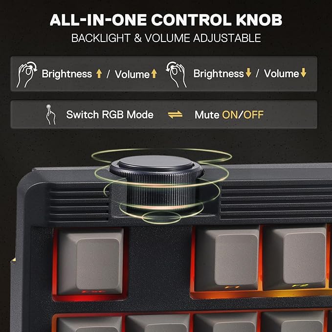 Redragon K729 PRO 80% Wireless Gasket RGB Gaming Keyboard, 3-Mode TKL Mechanical Keyboard w/Knob Control, Gradient PBT Keycaps, Hot-Swap South-Facing Socket & 5-Layer Dampener, Custom Silent Switch