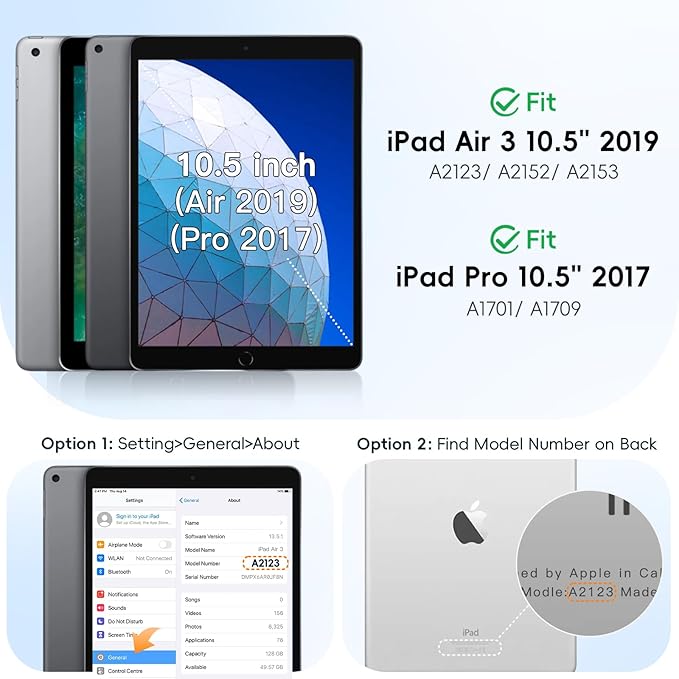 BATYUE case for iPad Air 3rd Gen 2019 & iPad Pro 10.5" 2017, Heavy Duty Rugged Protective Cover with 360° Swivel Stand, Leather Hand Strap & Pencil Holder - for Business, Outdoor, Sales Reps - Light