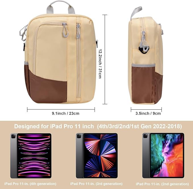 Tablet Sleeve Bag, Goose Yellow, 9-11 Inch | Padded Travel Case, Shoulder Strap, iPad Pro 11-in M4, iPad Air 11-in M2, Galaxy Tab S9/S8, iPad 10.9 10th Gen