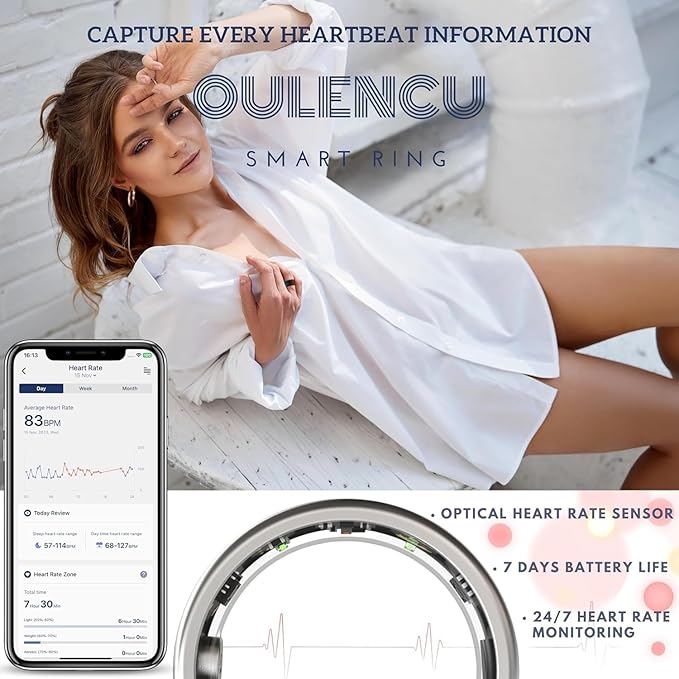 2026 Smart Ring for Women & Men Health Fitness Tracker for Daily Activity Workouts | Heart Rate Sleep Blood Oxygen Steps Cycle Monitoring Meditation | No Subscription Required (Silver, #12)