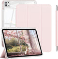 Case for iPad Pro 11 Inch 4th 2022, Pro 3rd/ 2nd Generation 2021/2020 with Pencil Holder, Shockproof Slim Cover with Clear Hard PC Back Shell for iPad Pro 2022/2021/2020, Auto Sleep/Wake, Pink