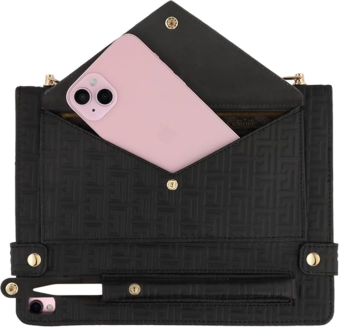 Handbag Case for iPad 7th/8th/9th Genertaion, iPad Air 3 2019/Pro 10.5 Inch Cover, Elegant Crossbody Folio Stand Wallet Case w/Pen Holder, Card Slots, Hand Strap, Shoulder Strap, Black