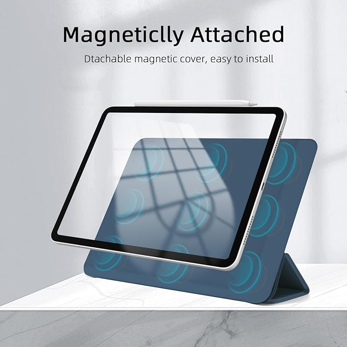 for iPad Air 13 inch M4/M3/M2 Case (2026/2025/2024,Model A3268/A3269/A3271), Auto Sleep/Wake and Magnetic Closure, Trifold Stand Case, PU Leather Cover, Support Apple Pencil Pro, Dark Blue