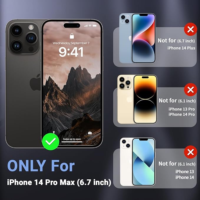 Magnetic for iPhone 14 Pro Max Case,[Screen Protector] [Compatible with MagSafe][Military Grade Drop Protection][Heavy Duty Protection][Shockproof] 2-Layer Durable Bumper Phone Case 6.7"-Black
