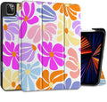 DONGKE Case for 2022/2021/2020/2018 iPad Pro 11 inch Gen 4/3/2/1 - Slim Protective Case - Built in Pencil Holder Support Charging - Trifold Stand & Sleep/Wake Cover - Retro Flowers