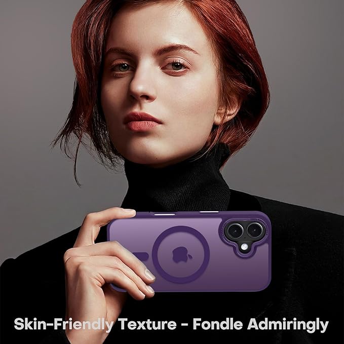 Newfuture Designed for iPhone 16 Case with Magnetic [13 FT Military Drop Protection] [Compatible with Magsafe] Slim Translucent Matte Shockproof with Anti-Fingerprint Phone Case, Deep Purple
