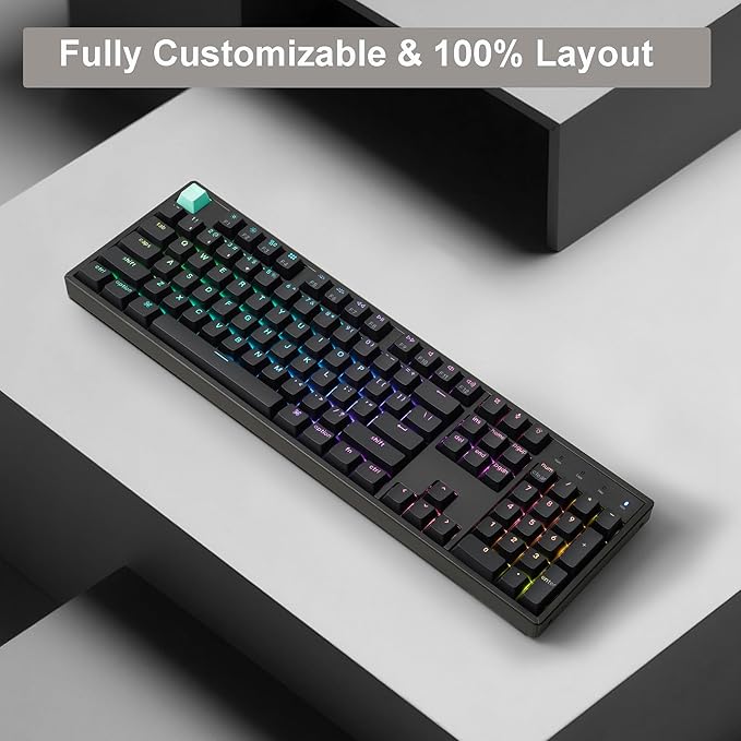 Keychron K10 HE QMK Wireless Gaming Custom Mechanical Keyboard, 2.4 GHz/Bluetooth/Wired Full-Size Hot-Swappable Programmable RGB Backlit Gateron Magnetic Switches for Mac Windows Black