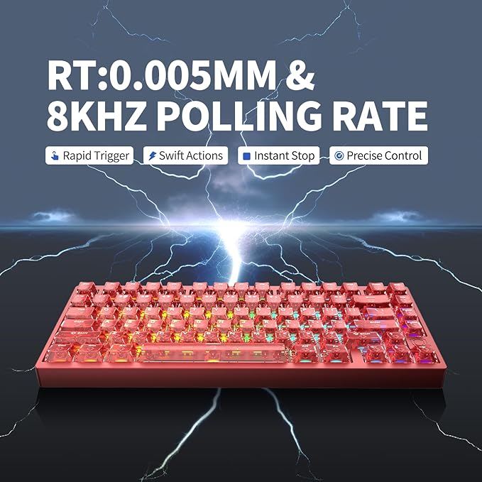 IROK MG75PRO 81 Keys Wired Magnetic Switch Mechanical Keyboard, Hall Effect, 8KHZ/ARGB/CNC Aluminum, Gasket Structure Gaming Keyboard(Red)