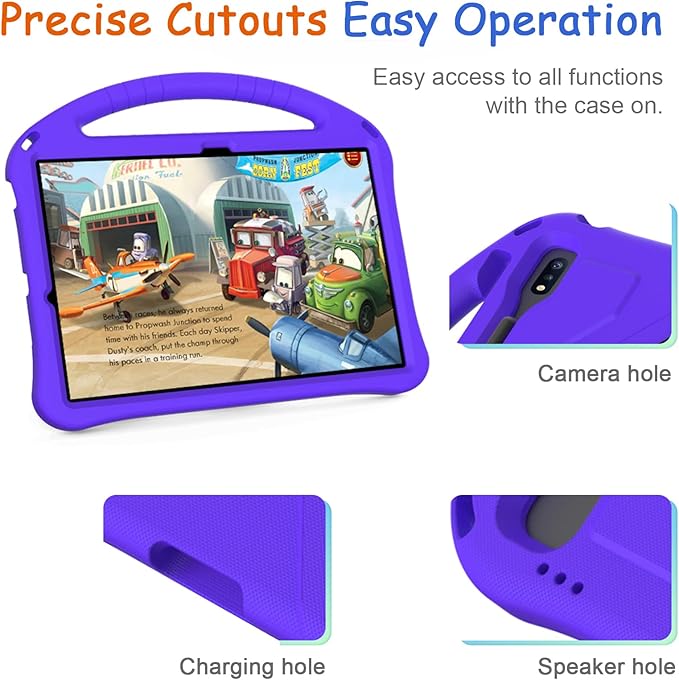 Kids Case for Samsung Galaxy Tab S10 Lite/S10 FE/S9 FE 10.9"/Tab S9/S8/S7 11", Techcircle Light Weight Shock Proof EVA Foam Handle Rugged Stand Protective Case, Purple