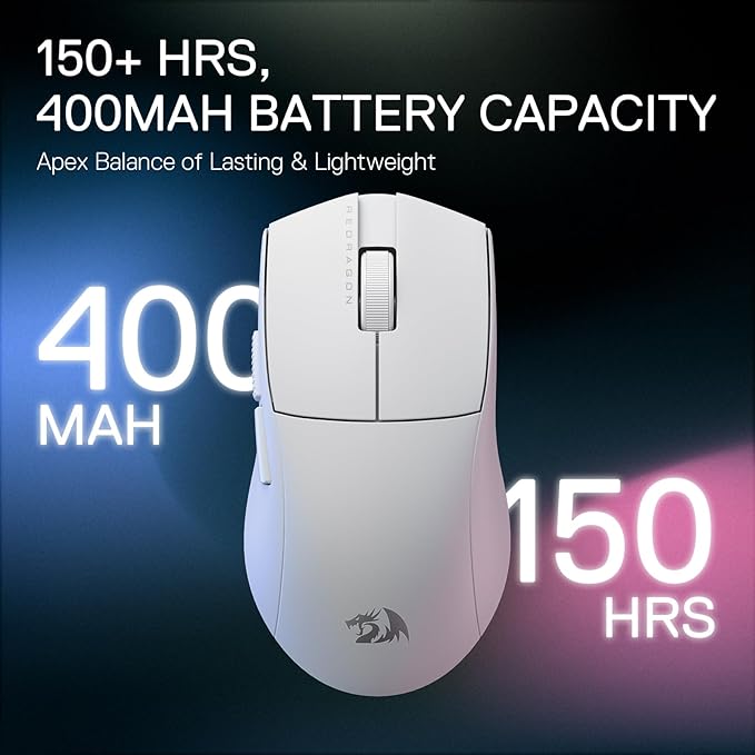 Redragon M916 PRO 3-Mode Wireless Gaming Mouse, 55G Ultra-Light 26K DPI Mouse w/Ergonomic Natural Grip Build, Full Programmable Buttons, Software Supports DIY Keybinds & DPI