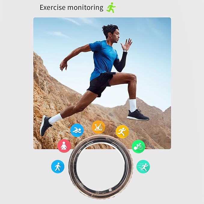 Smart Ring Health Tracker, Heart Rate Monitor Sleep Ring, Fitness Tracker for Monitoring Pressure, Oxygen, Step, Calories, Vintage Smart Rings for Men Women (8)