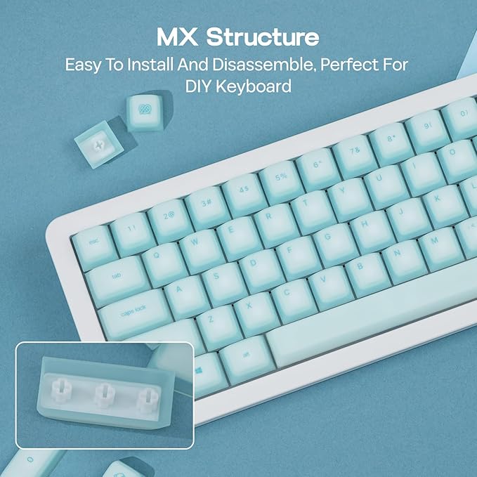 EPOMAKER AegisSil Keycap Set, Silicone Material, Cherry Profile, 113 Keys, 65%/75%/96%/Full Size, Custom Keyboard Keycaps Set for Cherry MX, Kailh, Outemu, Gateron Mechanical Gaming Keyboard (Blue)