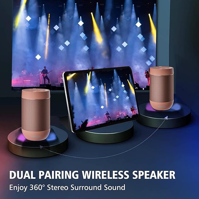 comiso Bluetooth Speaker, Portable Bluetooth Speakers with Wireless Stereo Pairing, Built in Mic, 360° HD Sound,IP65 Waterproof Speaker,Support TF Card, for Home/Party/Outdoor/Beach,Gift For Men/Women