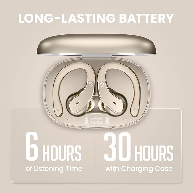 Back Bay Audio - Runner Wireless Earbuds for Running, Workout Wrap Around Earbuds Bluetooth Headphones for Sports, Around The Ear Wireless Bluetooth Running Headphones, Hook Over Earphones Earhooks
