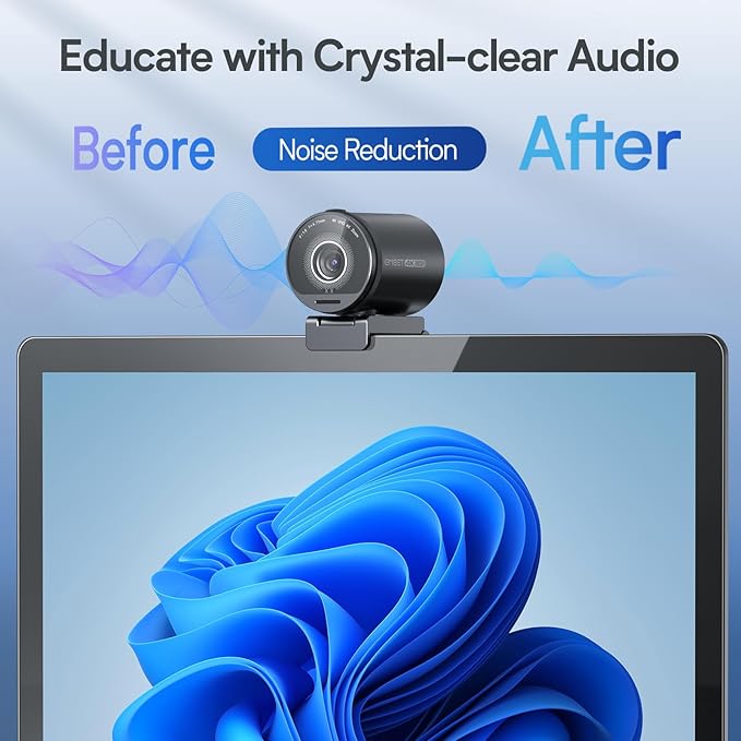 EMEET SmartCam S800 4K Webcam for Streaming, 1/2'' Sensor, Supports HDR, PDAF&TOF Dual-autofocus, 1080P@60fps, 2 Noise-Cancelling Mics, 40°-73° FOV, Perfect for Live Streaming & Online Meetings