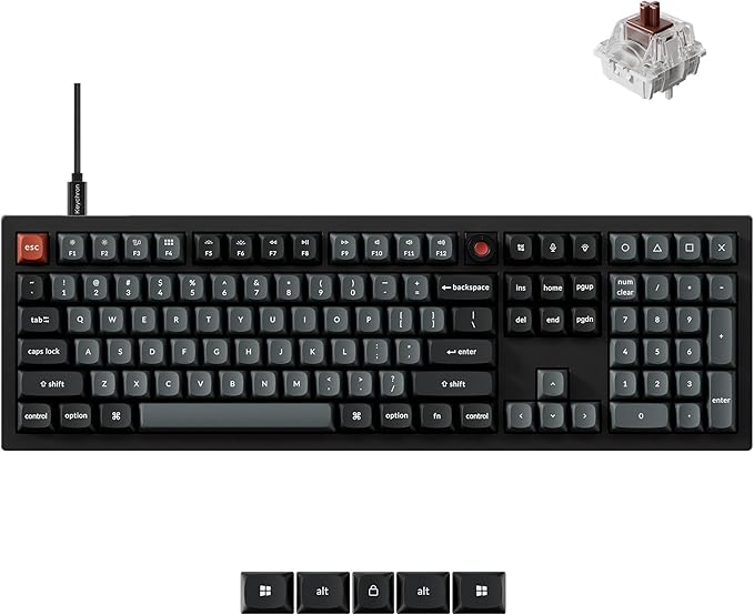 Keychron V6 8K Full Size Wired Mechanical Keyboard with Programmable Knob, 8000 Hz Polling Rate, OSA PBT Keycaps, Hot-swappable Super Brown Switchs, RGB Backlit for Mac Windows Linux