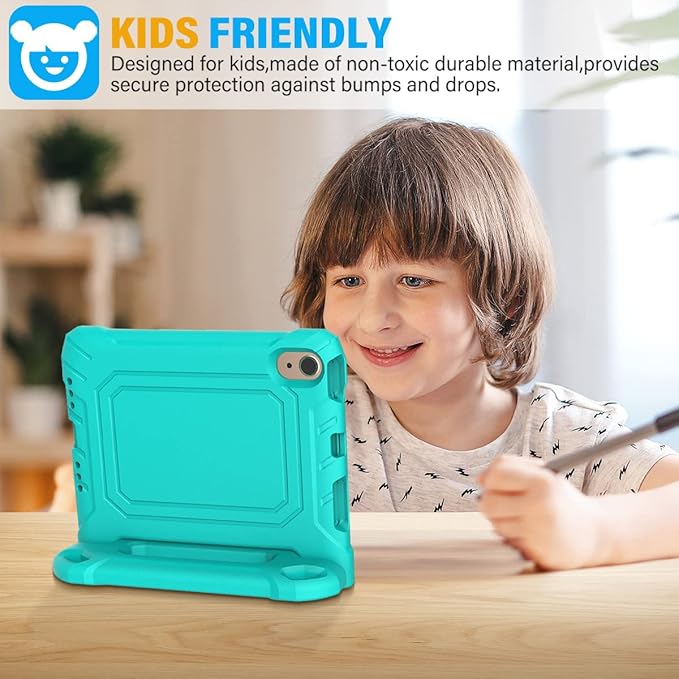 SUPLIK Kids Case for iPad mini 7 (A17 Pro) 2024 & Mini 6 2021, iPad mini 6th/7th Generation Case with Screen Protector, Durable Shockproof Handle Stand Cover for 8.3-inch iPad mini 6/7 Gen, Cyan
