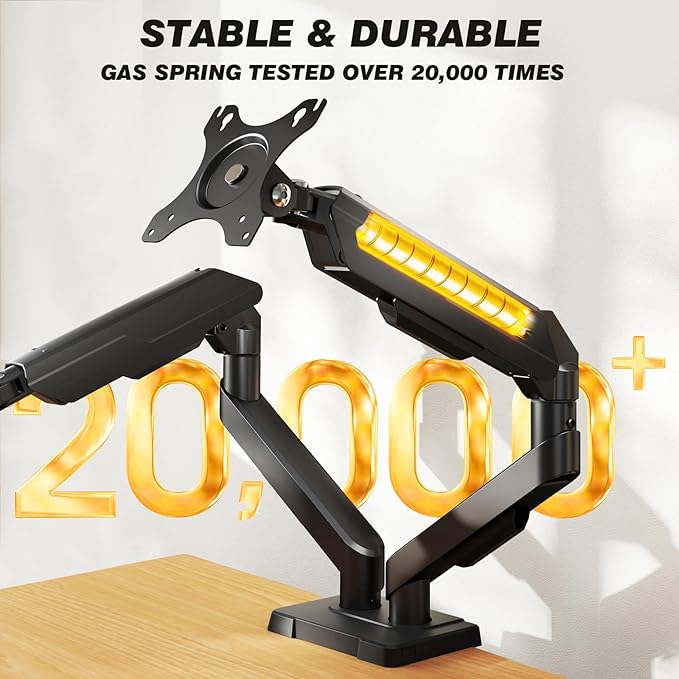 5Rcom Dual Monitor Stand for 17-34 inch Computer Screens, Full Motion Monitor Dual Monitor Arms, Dual Monitor Arms Hold up to 22lbs, Gas Spring Monitor Stand, 75/100mm VESA Mount