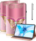 Case for iPad (A16) 11th Generation 11 Inch (2025), iPad 10th Generation 10.9 Inch (2022), Multi-Angle Viewing PU Leather Case with Elastic Band, Pencil Holder & Card Slots-Pink Butterfly